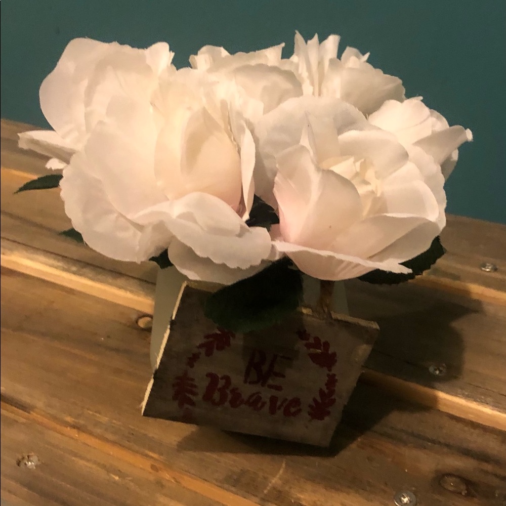 Small Frosted Glass Vase with faux flowers